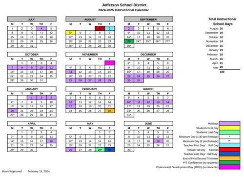 2024-2025 Instructional Calendar